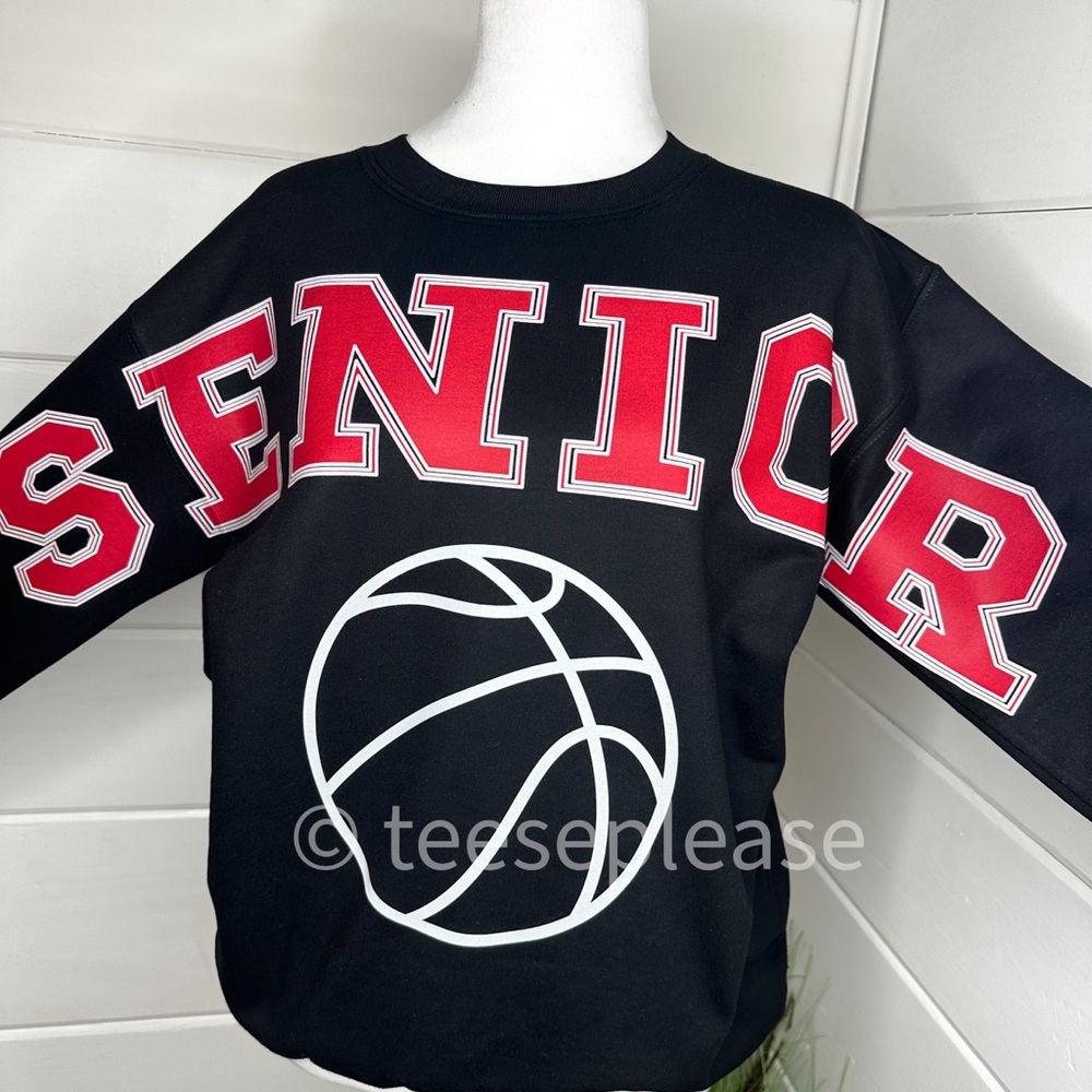Senior Sweatshirt Basketball Oversized Big Text Shirt
